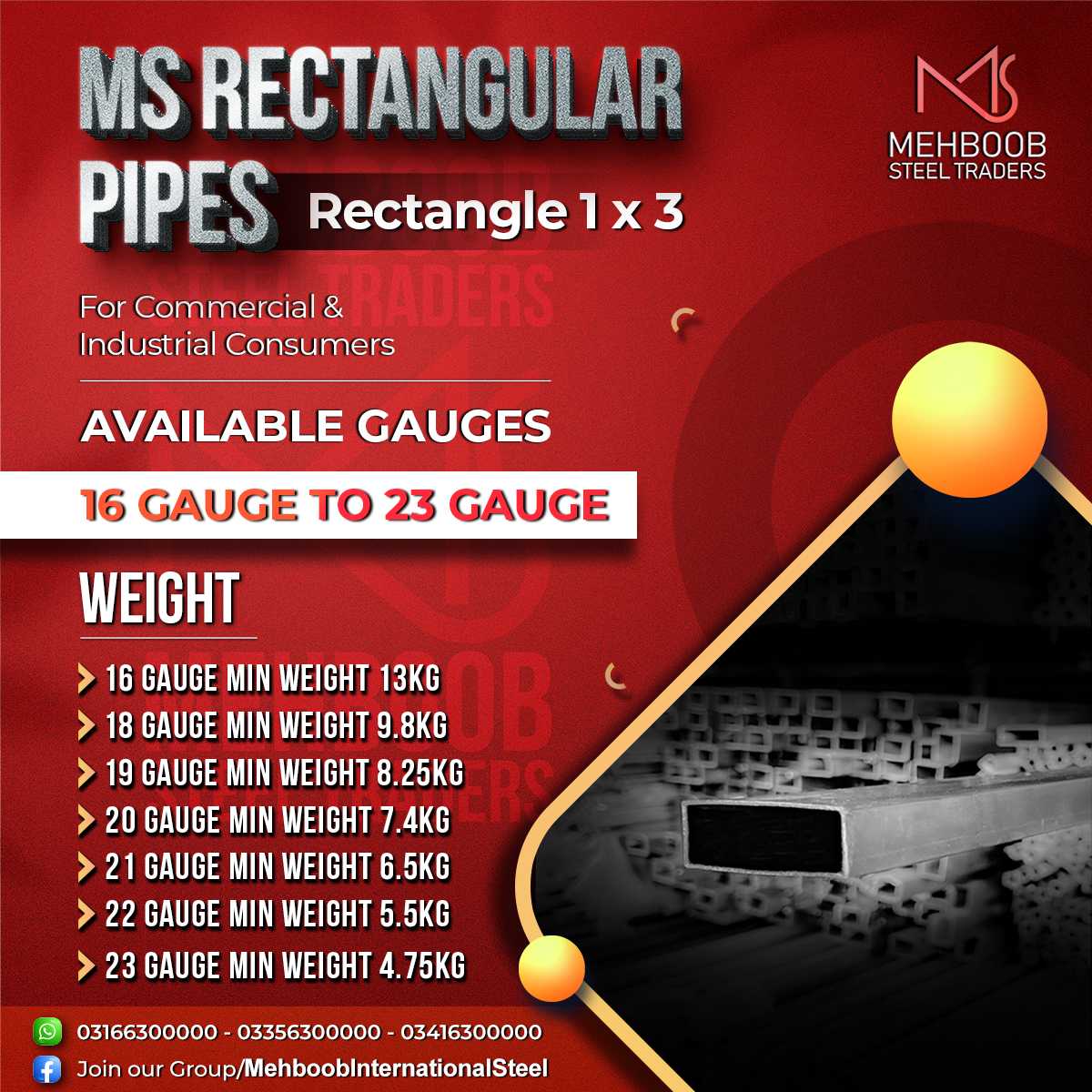 Rectangular pipes